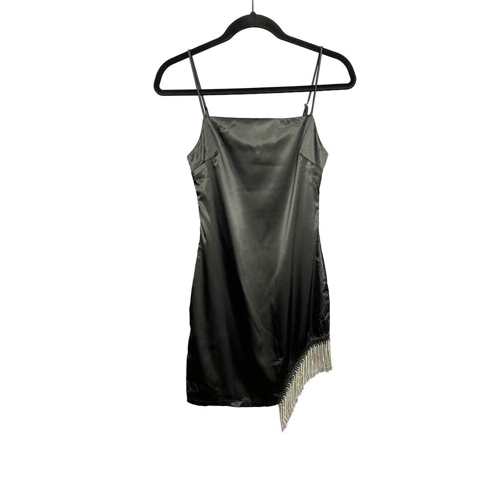 Lulu Rhinestone Black Shiny Mini Dress Women’s‎ Size Small Cocktail Party LBD
